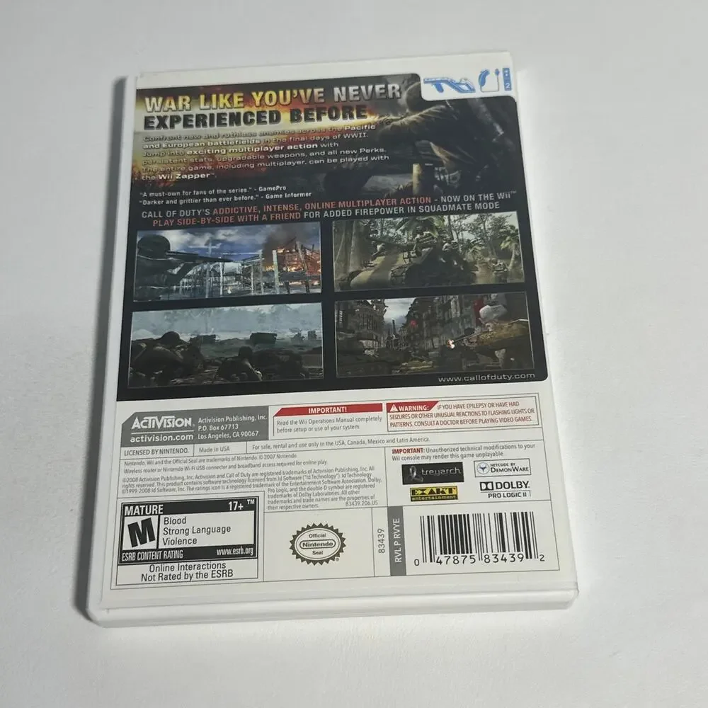 Activision Call of Duty: World at War First-Person Shooter for Nintendo Wii 2008